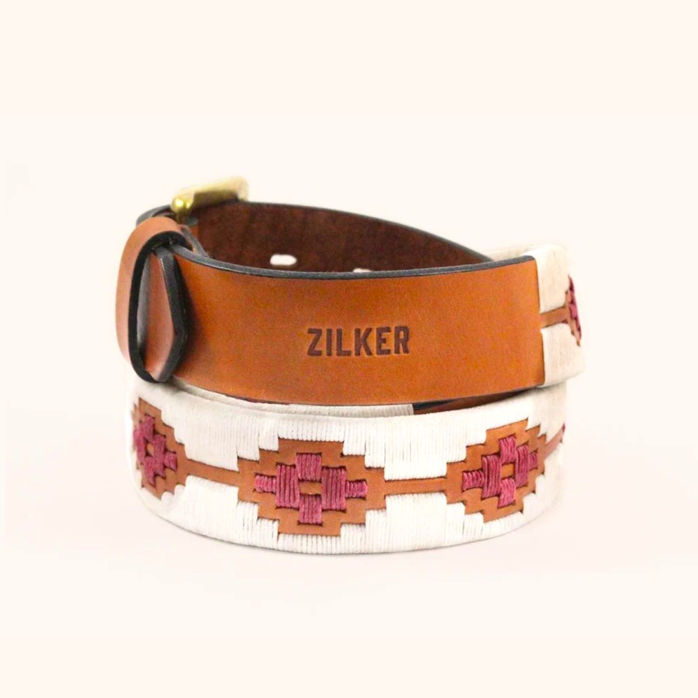 Zilker Native leather embroidered belt S/M